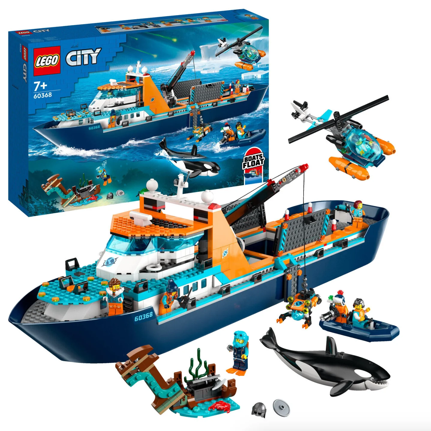 LEGO City 60368 Arktis-Forschungsschiff Bausatz, Mehrfarbig